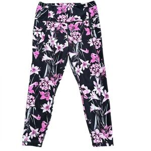 Yogalicious Pink Floral 3/4 length Leggings Womens XL